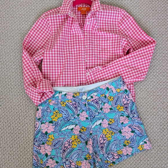 NEW Crown & Ivy Caroline 5" Chino Shorts WOMENS Size 4 Floral Paisley Aqua Pink - Picture 3 of 13